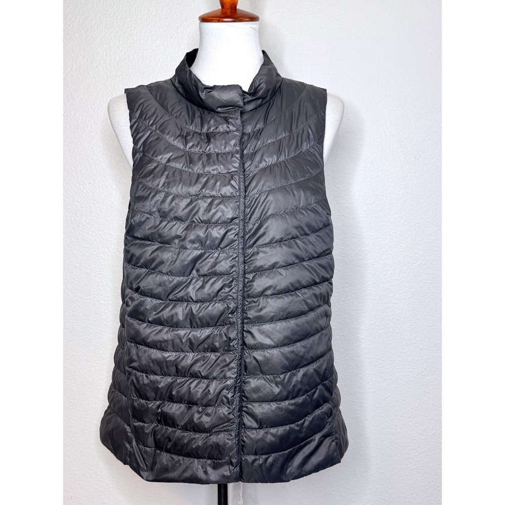 ATHLETA Womens Down Vest Medium Dk Gray Lightweight Gorpcore Outdoor Hiking
